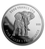 Čadská republika 1 oz Silver Mandala Elephant BU Slon