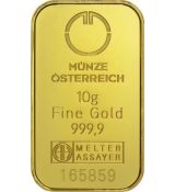 Zlatá cihla rakouské mincovny 10 gramů