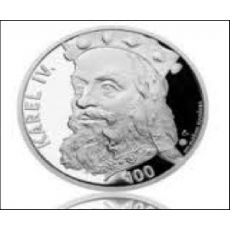 Stříbrná medaile Karel IV.- motiv bankovky 100kč Ag999/ 16g/ 34mm/proof