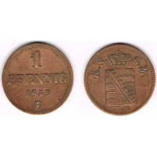 1 Pfennig 1859 F Sasko  Johann 1854-1873