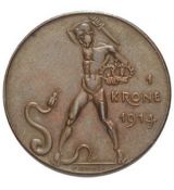 1 Koruna 1914 - Zkušební ražba, autor Karl Goetz,  22,5 mm  RR! + Medaile