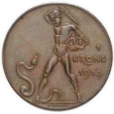 1 Koruna 1914 - Zkušební ražba, autor Karl Goetz,  22,5 mm  RR! + Medaile