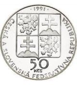 Stříbrná mince 50 Kčs Piešťany 1991