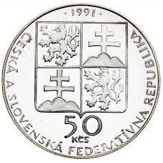 Stříbrná mince 50 Kčs Piešťany 1991