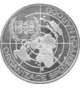 Stříbrná mince 200 Kč Založení OSN 50. výročí 1995 Standard