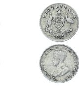 Mince  Austrálie 3 Pence 1912, stříbrný