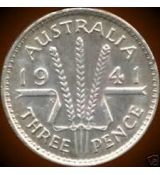 Mince  Austrálie 3 Pence 1941