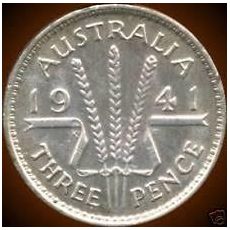 Mince  Austrálie 3 Pence 1941