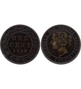 Mince Kanada 1 Cent 1859 KM# 1; VF+