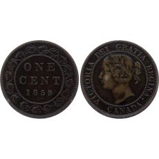 Mince Kanada 1 Cent 1859 KM# 1; VF+