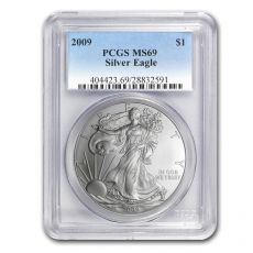 Mince -2009-2019 Stříbrný americký orel MS-69 PCGS 1 Oz (eagle)