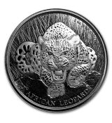 Mince - 2017 Republika Ghana 5 Cedi 1 oz africký leopard BU