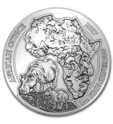 Mince - 2017 Rwanda 1 oz africký hroch BU