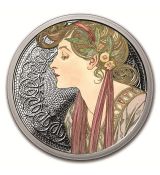 Mince 1 oz sbírka  barevná mince Mucha (Laurel)