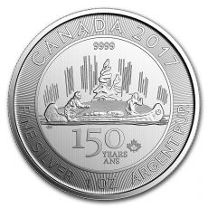 Mince : 2017 1 oz $ 5 Kanadské stříbro 150. výročí Voyageur BU