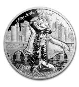Mince -2016 Cookovy ostrovy 2 oz Stříbrná mince - King Arthur