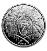 Mince 1 oz stříbrný kruh - západní lebky (indický šéf)