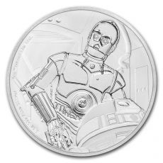 Mince -2017 Niue 1 oz Stříbro $ 2 Star Wars C-3PO Proof (w / Box & COA)