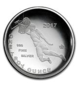 Mince :1 oz Stříbrná MINCE - 2017  Basketball