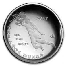 Mince :1 oz Stříbrná MINCE - 2017  Basketball