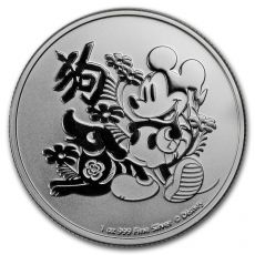 Mince : 2018 Niue 1 oz Stříbro $ 2 Disney lunární rok psa BU