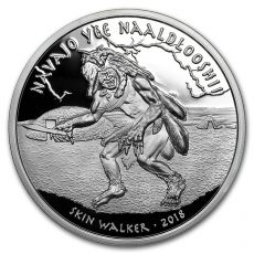 Mince :2018 1 oz Stříbro indiánské mýty Navajo Skin Walker Proof