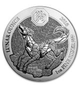 Stříbrná investiční mince-Rwanda Rok Psa 1 Oz 2018