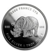 2018 Chadská republika  Mandala Rhino BU 1 Oz