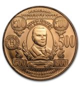 Mince - 1 oz Měděná -1 oz Měděné kolo - 500 dolarů William McKinley