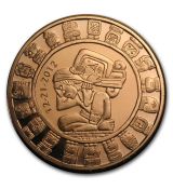 Mince - 1  oz Měděná -  mayský kalendář