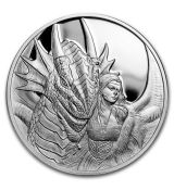 Stříbrná mince Anne Stokes BU Draci (přítel nebo nepřítel)  1 Oz