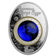 Mince-2018 Niue  Faberge Vejce modrá Tsarevich souhvězdí