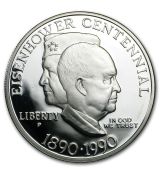 1990-P Eisenhower Centennial $ 1 Silver Commem Proof (Capsule)