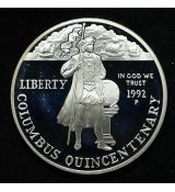 1992-P Columbus Quincentenary $ 1 Silver Commem Proof (Capsule)
