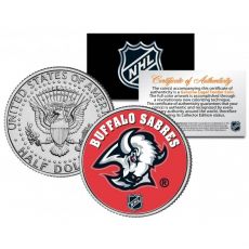 BUFFALO SABERS NHL Hockey JFK Kennedy Half Dollar americká mince - oficiálně licencovaná