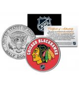 CHICAGO BLACKHAWKS NHL Hockey JFK Kennedy Half Dollar US Coin - oficiálně licencováno