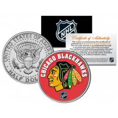 CHICAGO BLACKHAWKS NHL Hockey JFK Kennedy Half Dollar US Coin - oficiálně licencováno