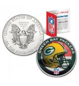 GREEN BAY PACKERS 1 Oz American Silver Eagle $ 1 US Color Colour - NFL LICENSED