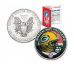 GREEN BAY PACKERS 1 Oz American Silver Eagle $ 1 US Color Colour - NFL LICENSED