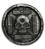 Ručně vylévaná mince - železná křížová lebka
