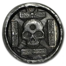 Ručně vylévaná mince - železná křížová lebka