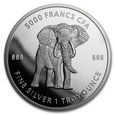 Čadská republika 1 oz Silver Mandala Elephant BU Slon