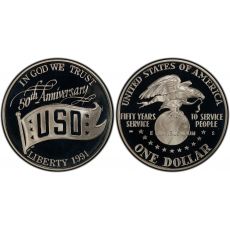 1 dolar 1991 USA USO 50. výročí BU