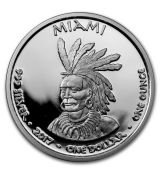 2017 1 oz Silver Proof State Dollars Indiana Miami Mink