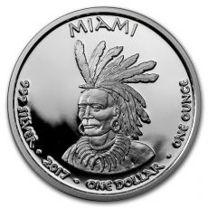 2017 1 oz Silver Proof State Dollars Indiana Miami Mink