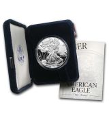 1 oz proof American Silver Eagle (Náhodný rok, w / Box & COA)