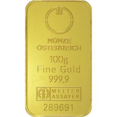 Zlatá cihla rakouské mincovny 100 gramů