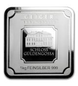 1 Kg Stříbrný čtverec - Geiger Edelmetalle (původní řada čtverců)
