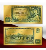 Zlatá  československá bankovka -100 Kč-1961 24krátové zlato
