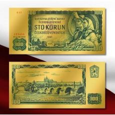 Zlatá  československá bankovka -100 Kč-1961 24krátové zlato